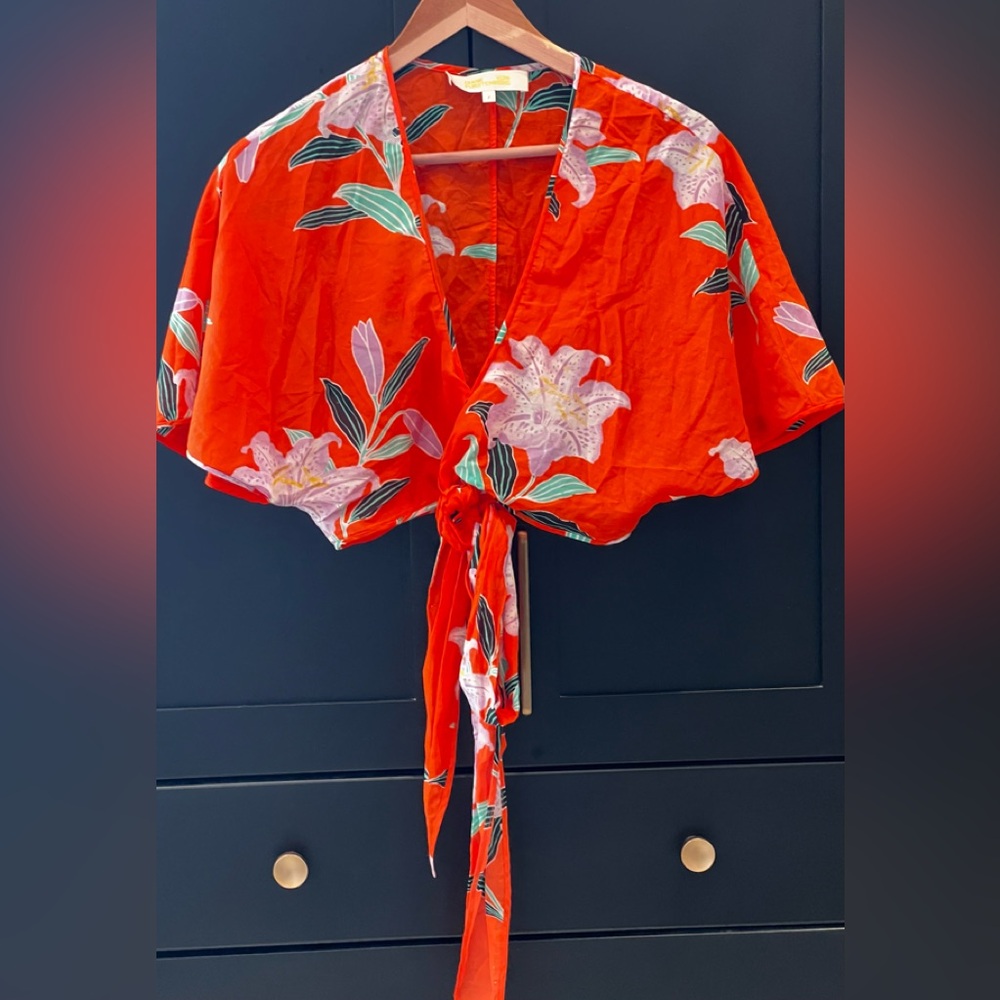 Diane Von Furstenberg Cotton Wrap Top / Size P